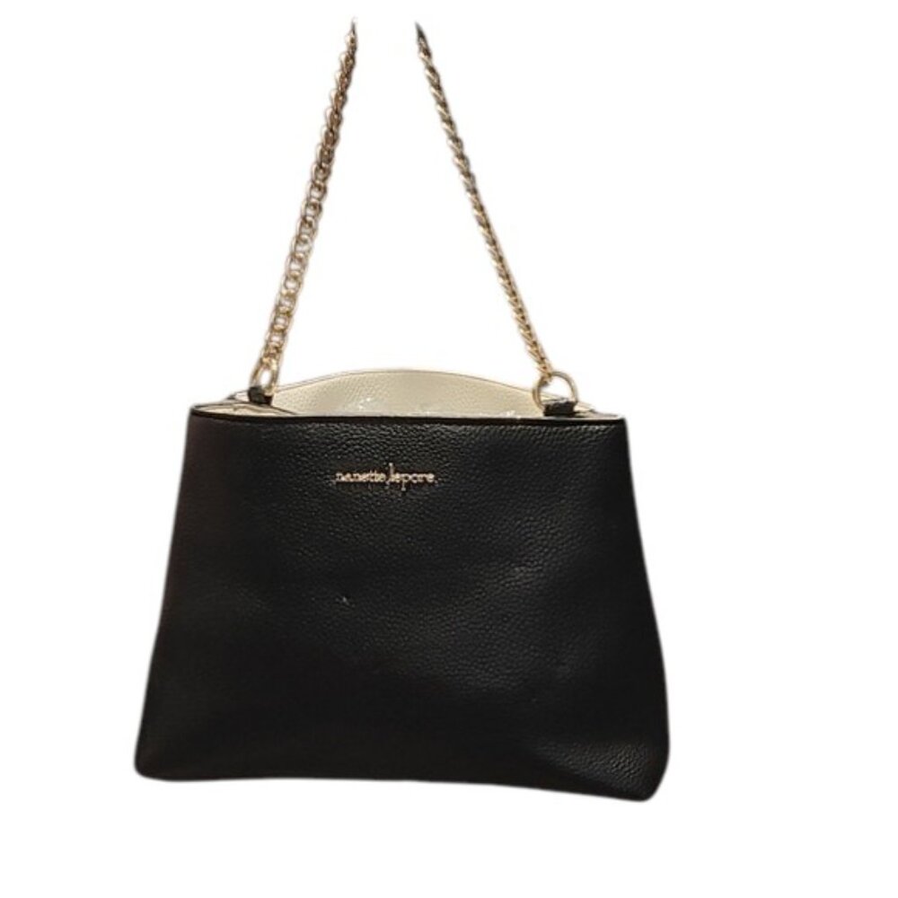 nanette lepore Black Shoulder Bag with Gold Chain